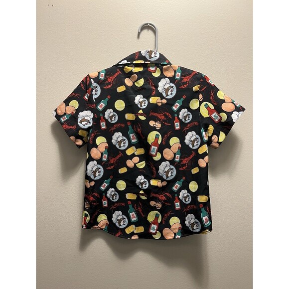 Buc-ees Button Up Shirt Size 3T Toddler Seafood Clambake Corn Hot Sauce Potatoes - Picture 3 of 4